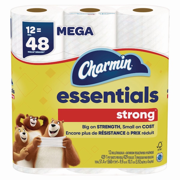 Charmin Toilet, 1 Ply, 429/Roll Sheets, White, 48 PK - 80370672