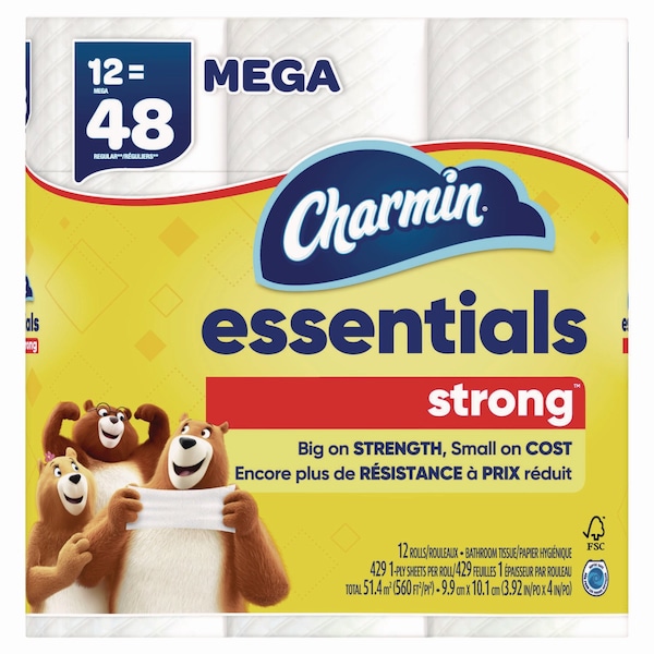 Charmin Toilet, 1 Ply, 429/Roll Sheets, White, 48 PK - 80370672