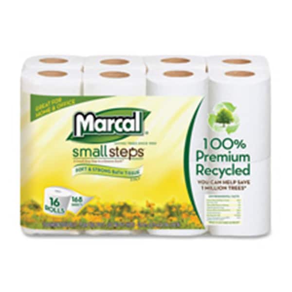 Marcal Paper Mills, Inc Bath Tissue, 2-Ply, 168 Sheets-Roll, 16 Rolls-PK, White - MA464113