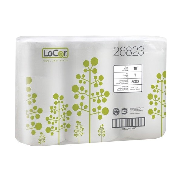 Solaris Paper Bath Tissue, 3000-Sht, 1-Ply, 3-17/20inx4-1/20in, WE, 3PK - SOL26823