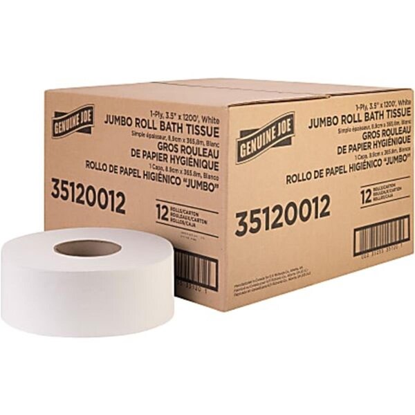 Chesterfield Leather 3.63 in. x 1200 ft. 8.88 in. Dia. 1-Ply Jumbo Roll Bath Tissue, White - CH3732103