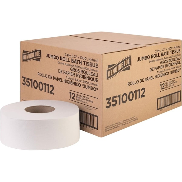 Chesterfield Leather 3.30 in. x 1000 ft. 2-Ply Jumbo JR Bathroom Tissue, White - CH3739570