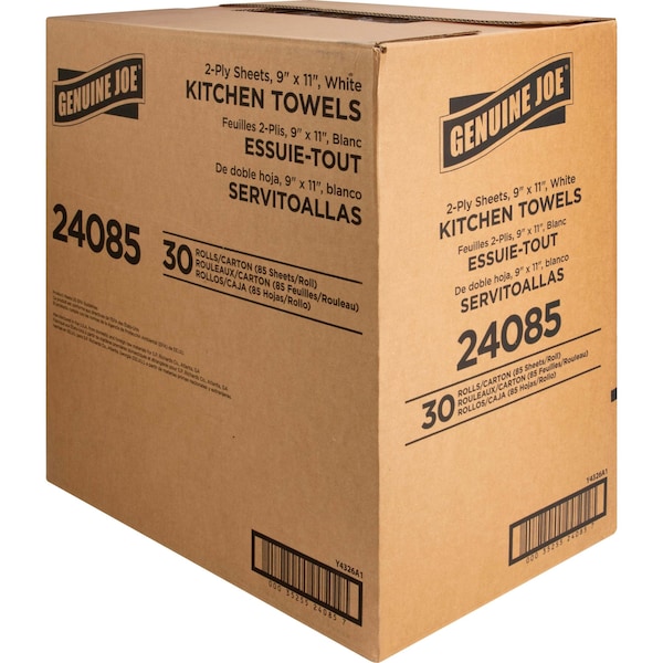 Genuine Joe Genuine Joe Perforated Roll Paper Towels, 2 Ply, 170 Sheets, 58.4ft, White, 30 PK - GJO24085