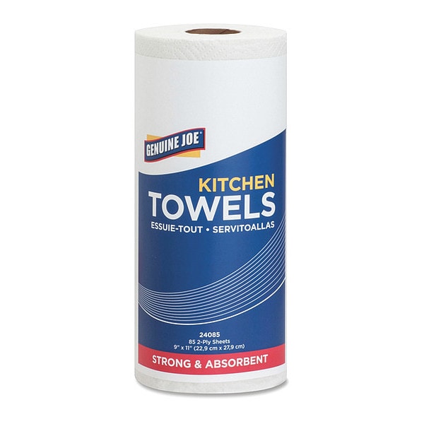 Genuine Joe Genuine Joe Perforated Roll Paper Towels, 2 Ply, 170 Sheets, 58.4ft, White, 30 PK - GJO24085