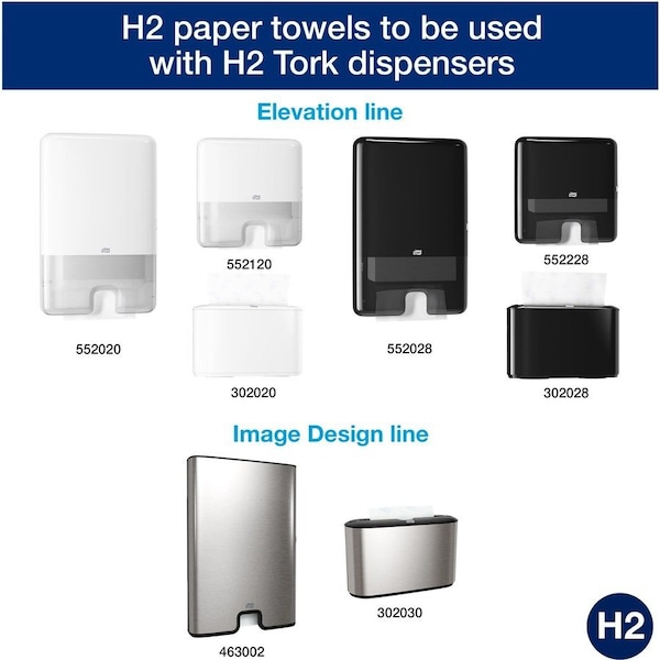 Tork Tork Multifold Hand Towel White H2, Universal, 100% Recycled Fibers, 16 x 250 Towels, MB540A - MB540A
