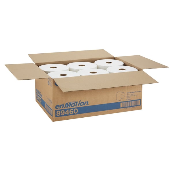 Georgia-Pacific enMotion Hardwound Paper Towels, 1 Ply, Continuous Roll Sheets, 800 ft, White, 6 PK - 89460