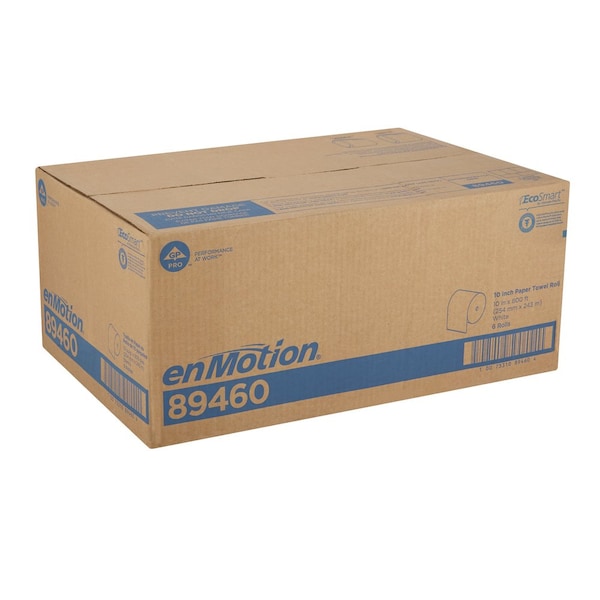 Georgia-Pacific enMotion Hardwound Paper Towels, 1 Ply, Continuous Roll Sheets, 800 ft, White, 6 PK - 89460