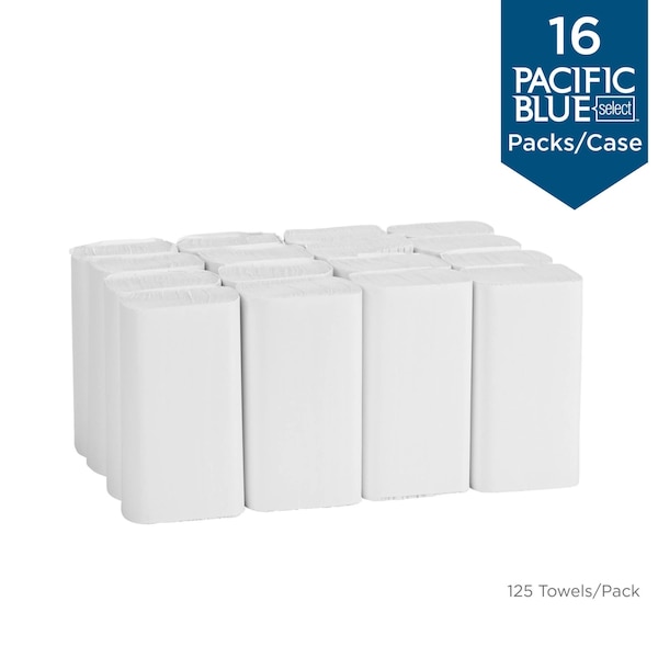 Georgia-Pacific Pacific Blue Select Multifold Paper Towels, 2 Ply, 125 Sheets, White, 16 PK - 21000