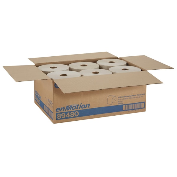 Georgia-Pacific enMotion Hardwound Paper Towels, 1 Ply, Continuous Roll Sheets, 800 ft, Brown, 6 PK - 89480