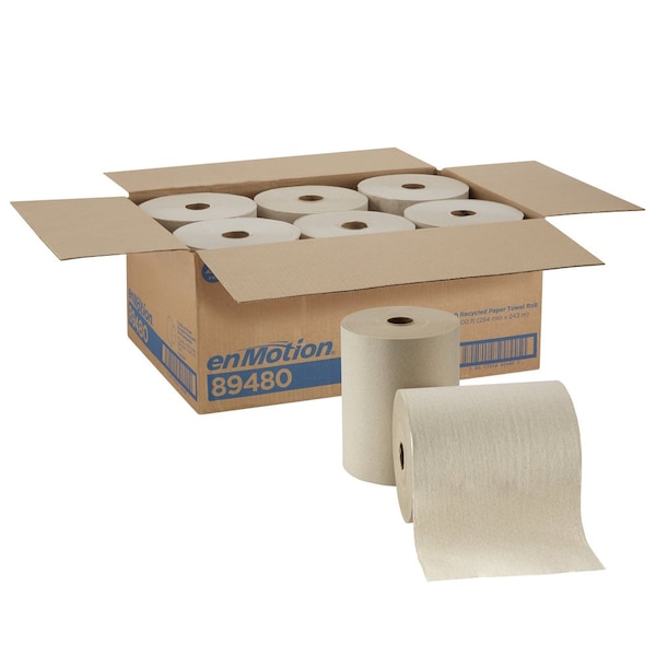 Georgia-Pacific enMotion Hardwound Paper Towels, 1 Ply, Continuous Roll Sheets, 800 ft, Brown, 6 PK - 89480