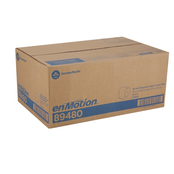 Georgia-Pacific enMotion Hardwound Paper Towels, 1 Ply, Continuous Roll Sheets, 800 ft, Brown, 6 PK - 89480