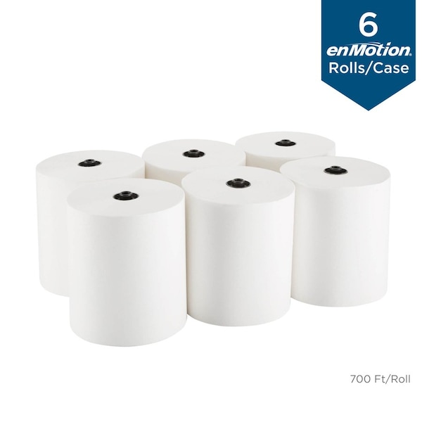 Georgia-Pacific enMotion Hardwound Paper Towels, 1 Ply, Continuous Roll Sheets, 700 ft, White, 6 PK - 89420