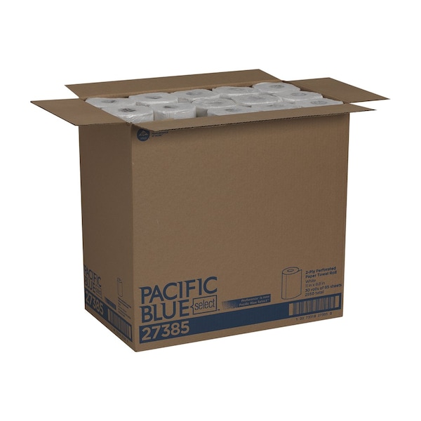 Georgia-Pacific Pacific Blue Select Perforated Roll Paper Towels, 2 Ply, 85 Sheets, 11 in x 8.8 in Sheets, White - 27385