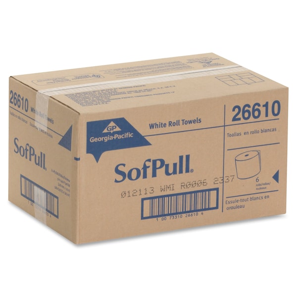 Georgia-Pacific Pacific Blue Ultra Hardwound Paper Towels, 1 Ply, Continuous Roll Sheets, 400 ft, White, 6 PK - 26610
