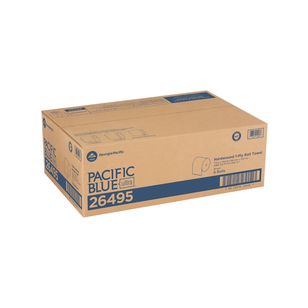 Georgia-Pacific Pacific Blue Ultra Hardwound Paper Towels, 1 Ply, Continuous Roll Sheets, 1150 ft, Brown, 6 PK - 26495