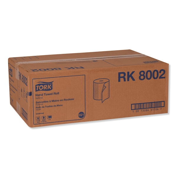Tork Tork Paper Hand Towel Roll Natural H21, Universal, 100% Recycled Fiber, 6 Rolls x 800 ft, RK8002 - RK8002