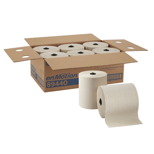 Georgia-Pacific enMotion Hardwound Paper Towels, 1 Ply, Continuous Roll Sheets, 700 ft, Brown, 6 PK - 89440