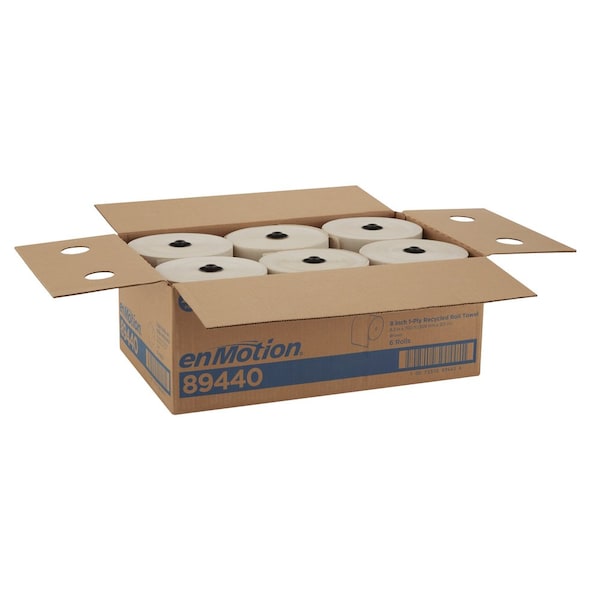 Georgia-Pacific enMotion Hardwound Paper Towels, 1 Ply, Continuous Roll Sheets, 700 ft, Brown, 6 PK - 89440