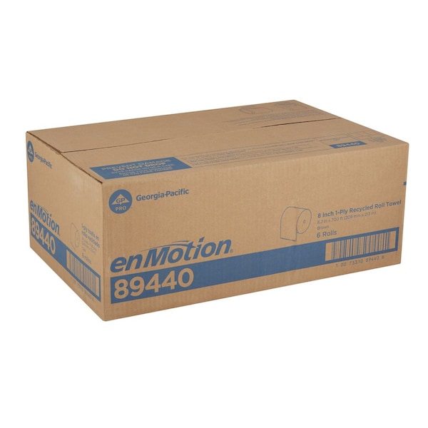 Georgia-Pacific enMotion Hardwound Paper Towels, 1 Ply, Continuous Roll Sheets, 700 ft, Brown, 6 PK - 89440