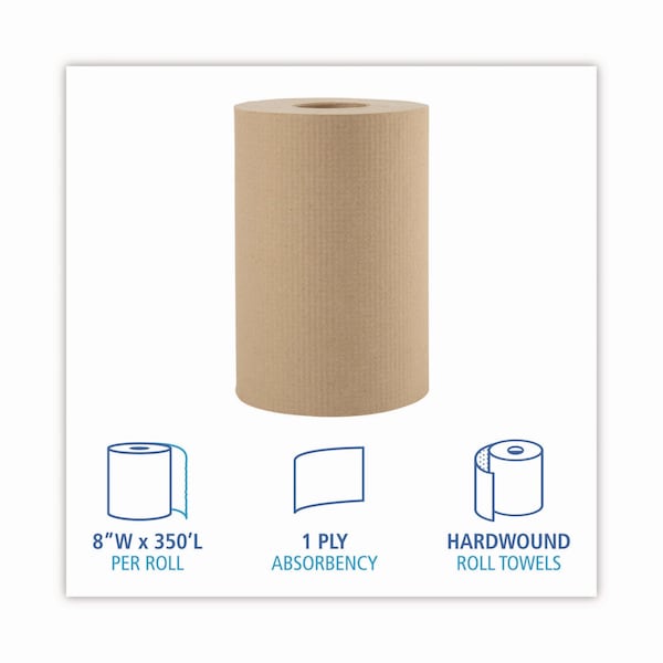 Boardwalk Boardwalk Hardwound Paper Towels, 1 Ply, Continuous Roll Sheets, 350 ft, Natural, 12 PK - B6252
