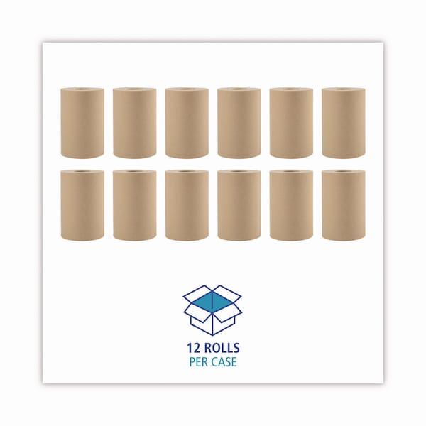 Boardwalk Boardwalk Hardwound Paper Towels, 1 Ply, Continuous Roll Sheets, 350 ft, Natural, 12 PK - B6252