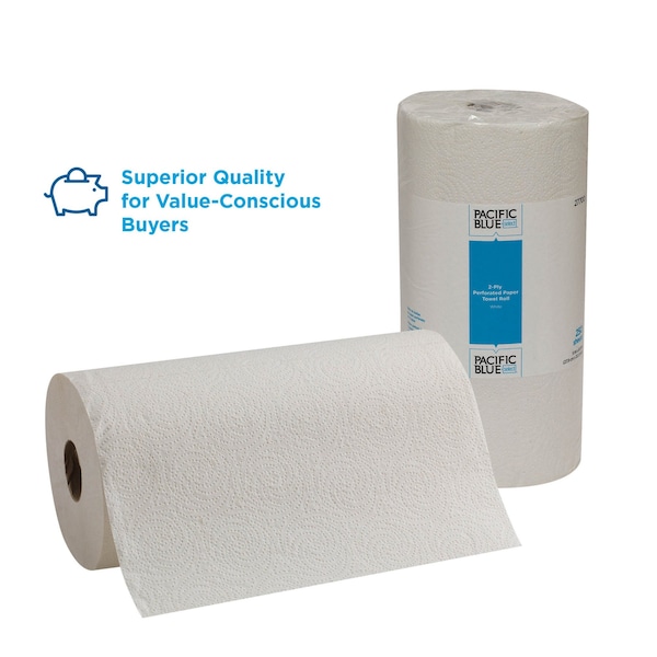 Georgia-Pacific Pacific Blue Select Perforated Roll Paper Towels, 2 Ply, 250 Sheets, 230 ft, White, 12 PK - 27700