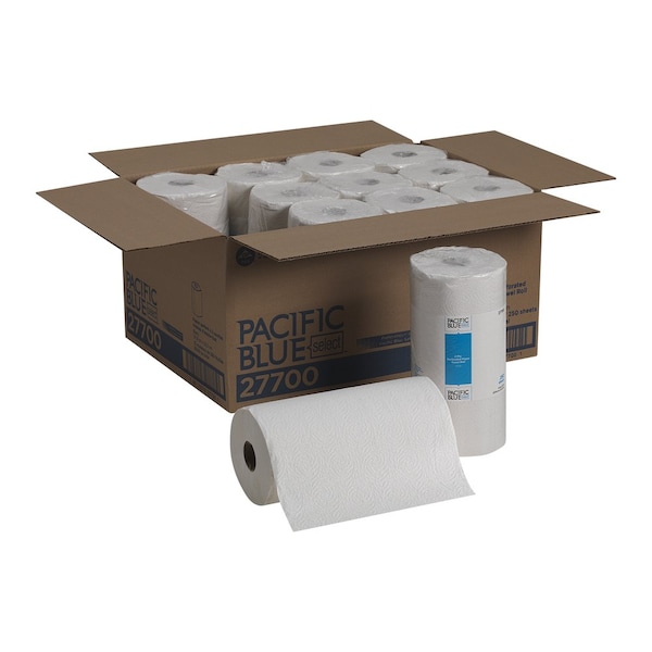 Georgia-Pacific Pacific Blue Select Perforated Roll Paper Towels, 2 Ply, 250 Sheets, 230 ft, White, 12 PK - 27700