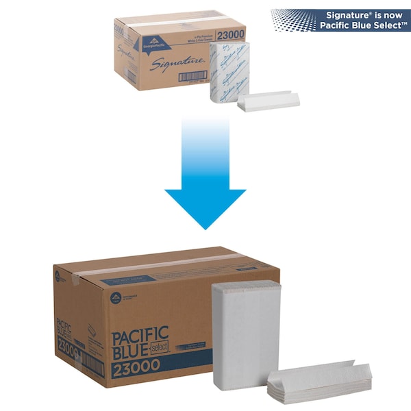 Georgia-Pacific Pacific Blue Select C-Fold Paper Towels, 2 Ply, 120 Sheets, White, 12 PK - 23000