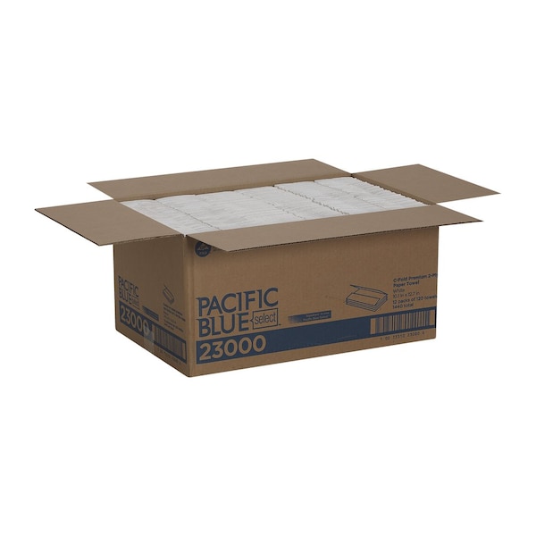 Georgia-Pacific Pacific Blue Select C-Fold Paper Towels, 2 Ply, 120 Sheets, White, 12 PK - 23000