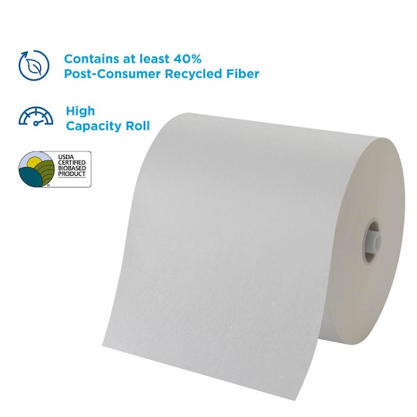 Georgia-Pacific Pacific Blue Ultra Hardwound Paper Towels, 1 Ply, Continuous Roll Sheets, 1150 ft, White, 6 PK - 26490