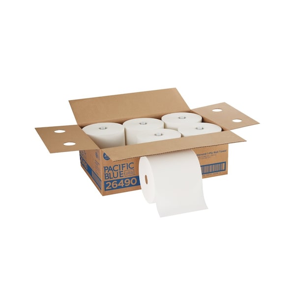 Georgia-Pacific Pacific Blue Ultra Hardwound Paper Towels, 1 Ply, Continuous Roll Sheets, 1150 ft, White, 6 PK - 26490