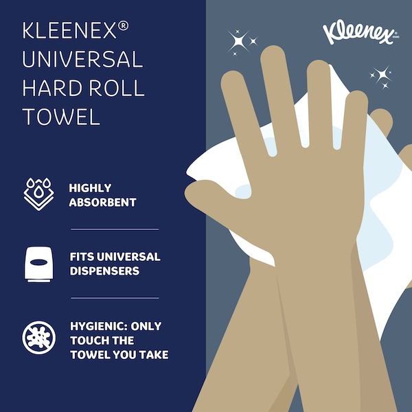 Kimberly-Clark Professional Hard Roll Paper Towels with Premium Absorbency Pockets, 1.75" Core, White, (600'/Roll, 6 Rolls/Case) - 50606