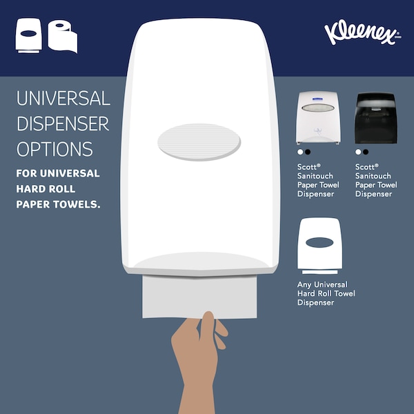 Kimberly-Clark Professional Hard Roll Paper Towels with Premium Absorbency Pockets, 1.75" Core, White, (600'/Roll, 6 Rolls/Case) - 50606