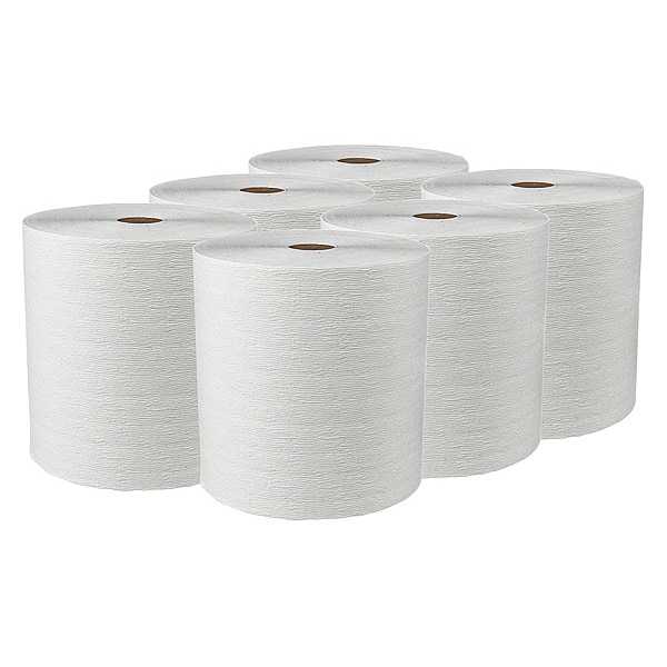 Kimberly-Clark Professional Hard Roll Paper Towels with Premium Absorbency Pockets, 1.75" Core, White, (600'/Roll, 6 Rolls/Case) - 50606