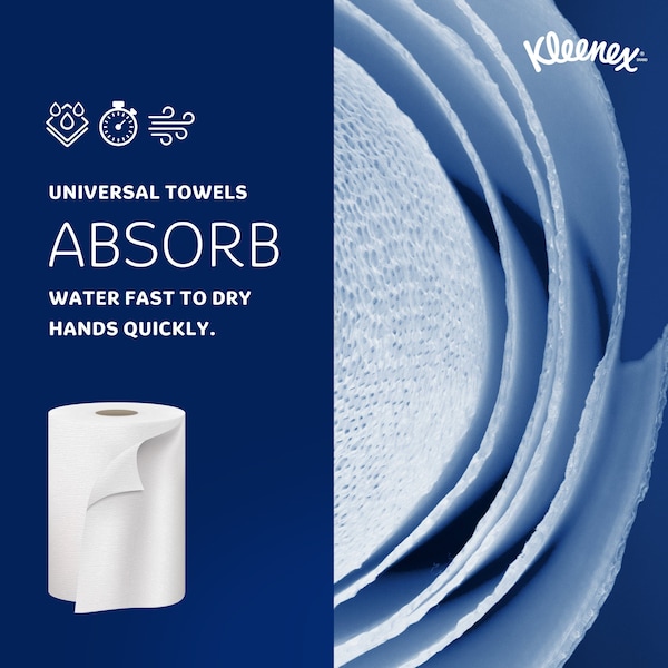 Kimberly-Clark Professional Hard Roll Paper Towels with Premium Absorbency Pockets, 1.75" Core, White, (600'/Roll, 6 Rolls/Case) - 50606
