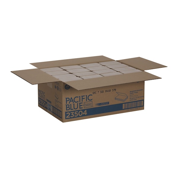 Georgia-Pacific Pacific Blue Basic Single Fold Paper Towels, 1 Ply, 250 Sheets, Brown, 16 PK - 23504