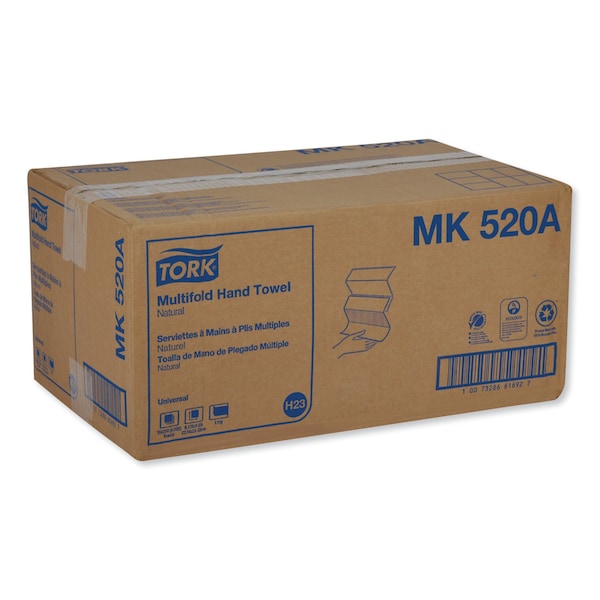 Tork Tork Multifold Hand Towel Natural H2, Universal, 100% Recycled Fibers, 16 x 250 Sheets, MK520A - MK520A