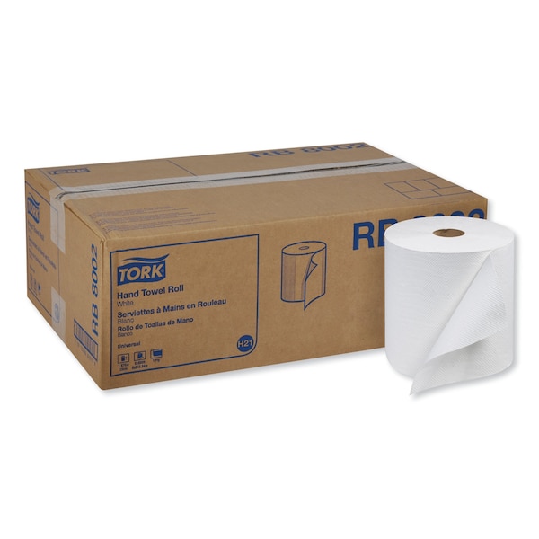 Tork Tork Hand Towel Roll White H21, Universal, 100% Recycled Fiber, 6 Rolls x 800 ft, RB8002 - RB8002