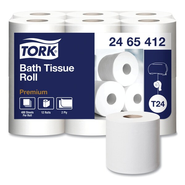 Tork Tork Premium Poly-Pack Bath Tissue, Septic Safe, 2-Ply, White, 4.1-Inch X 4-Inch, 400 Sheets - 2465412