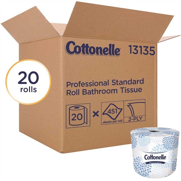 Cottonelle 2-Ply White Bulk Toilet Paper Standard Toilet Paper Rolls , 451-Sheets/Roll, 20PK - 13135