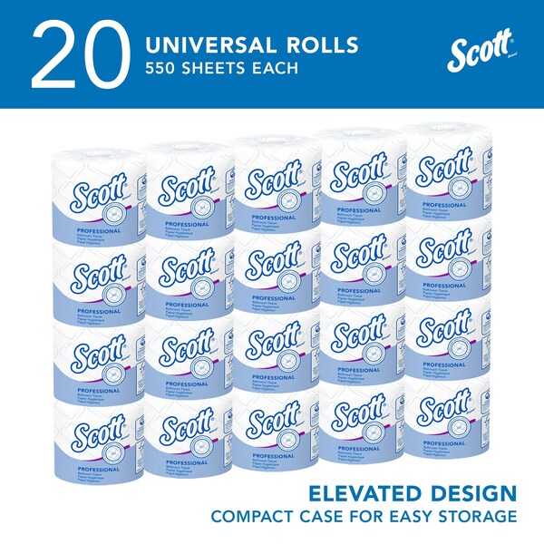 Kimberly-Clark Professional Standard Roll Individually Wrapped Toilet Paper, 2-Ply, Compact Case, 550 Sheets/Roll, 20 Rolls - 13607