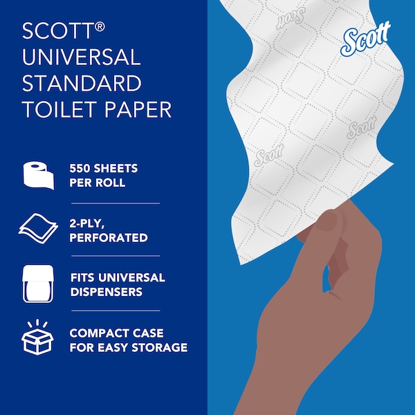 Kimberly-Clark Professional Standard Roll Individually Wrapped Toilet Paper, 2-Ply, Compact Case, 550 Sheets/Roll, 20 Rolls - 13607