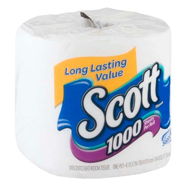 Scott Scott Bath Tissue Single Roll Wh 1000 Fsc Mix Sgsna-Coc-005460, PK36 - 39327