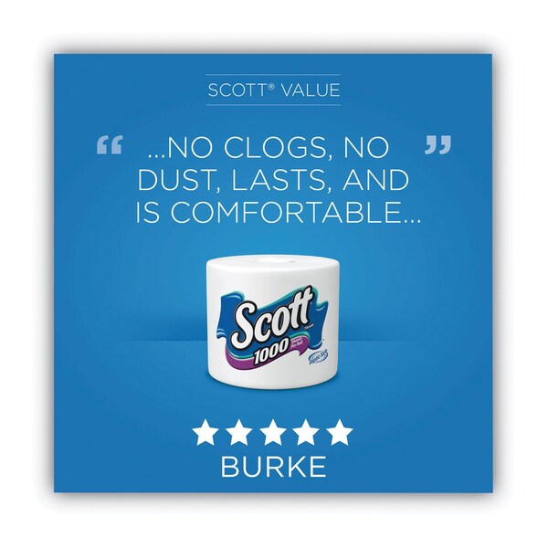 Scott Bathroom Tissue, Septic Safe, 1-Ply, White, 1,000 Sheet/Roll, 32PK - 49209
