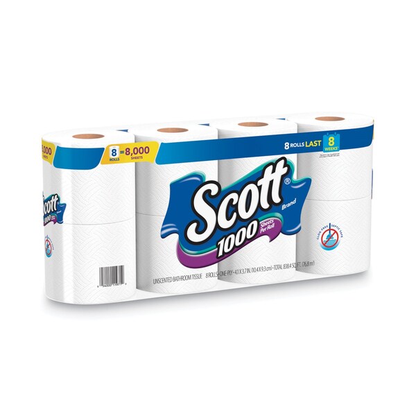 Scott Bathroom Tissue, Septic Safe, 1-Ply, White, 1,000 Sheet/Roll, 32PK - 49209
