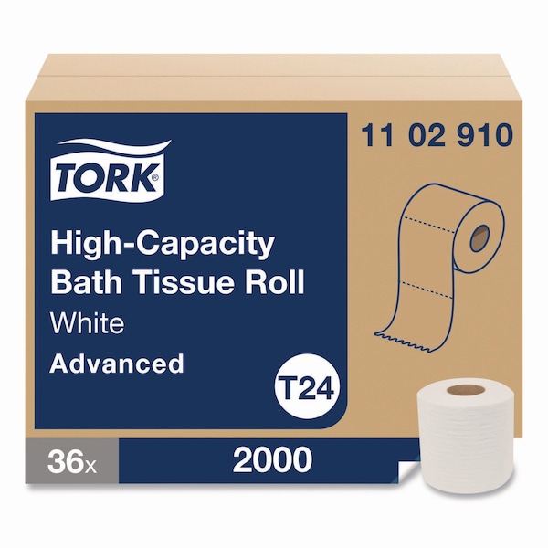 Tork Advanced High Capacity Bath Tissue, Septic Safe, 1-Ply, White, 2,000 Sheets, 36PK - 1102910