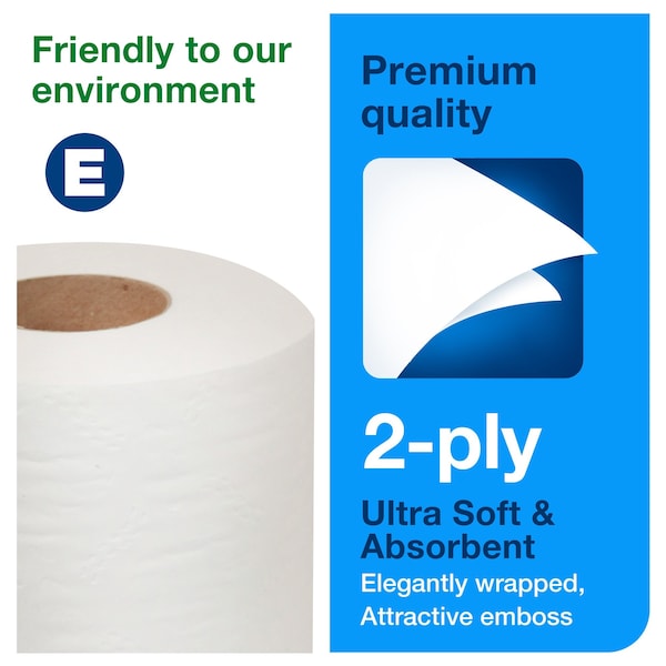 Tork Tork Septic Safe Toilet Paper White, Embossed for Comfort, 2-ply, 450 Sheets per Roll, 48 Rolls - 2465120