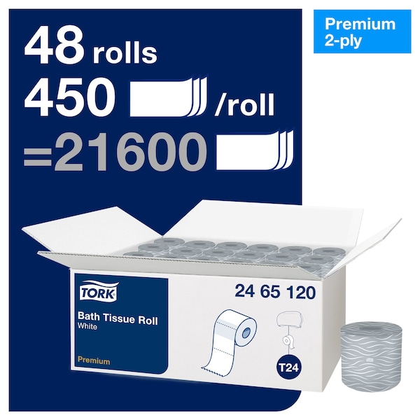 Tork Tork Septic Safe Toilet Paper White, Embossed for Comfort, 2-ply, 450 Sheets per Roll, 48 Rolls - 2465120