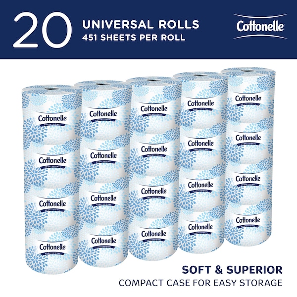 Kimberly-Clark Professional Professional Standard Roll Toilet Paper, 2-Ply, White, Compact Case (451 Sheets/Roll, 20 Rolls/Case) - 13135