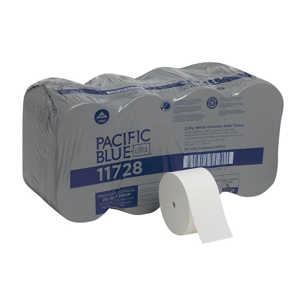 Georgia-Pacific Pacific Blue Ultra, Coreless, 2 Ply, 1700 Sheets, White, 24 PK - 11728